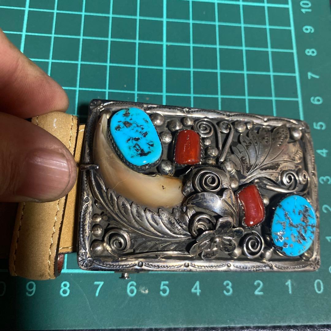 casa様専用ベルト ナバホ ターコイズ ベアクロー925インディアン