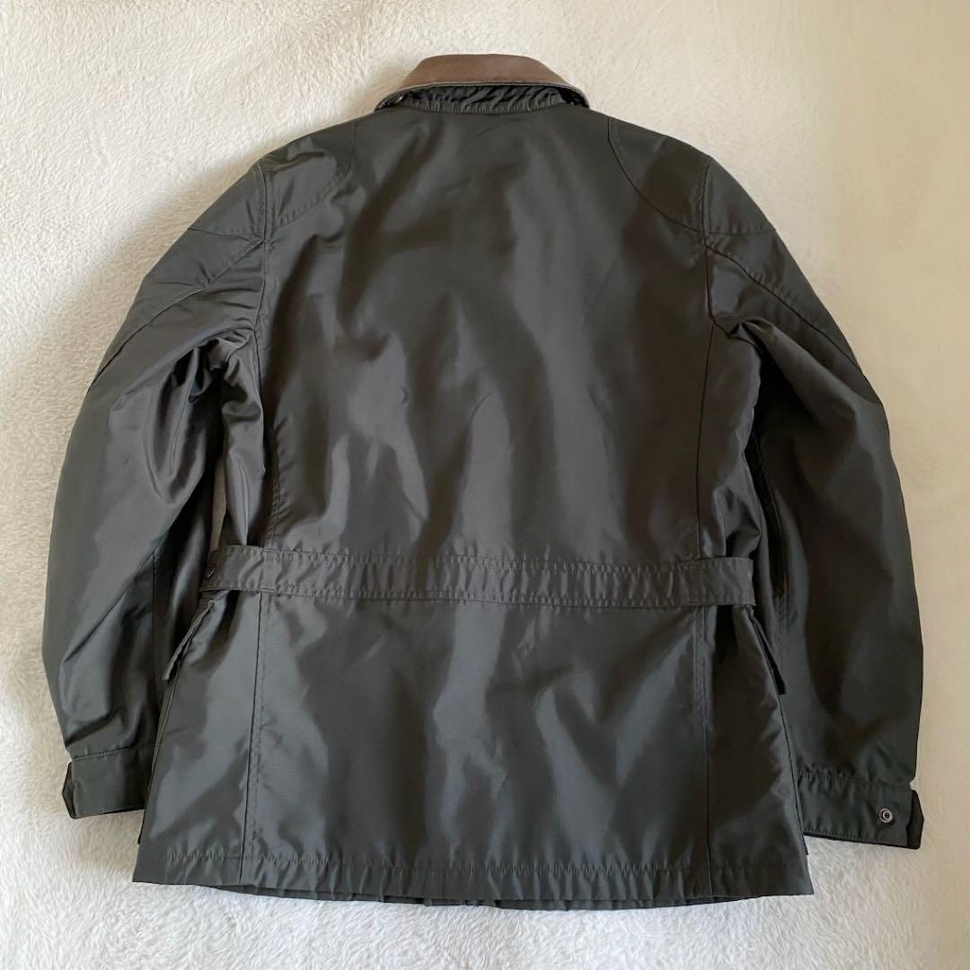 C.P.COMPANY レザー切替ナイロンモーターサイクルジャケット　カーキ　L