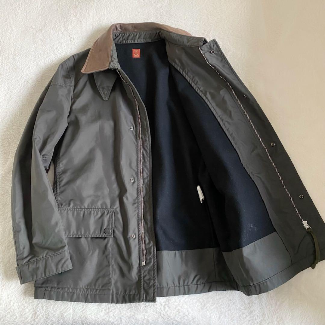 C.P.COMPANY レザー切替ナイロンモーターサイクルジャケット　カーキ　L