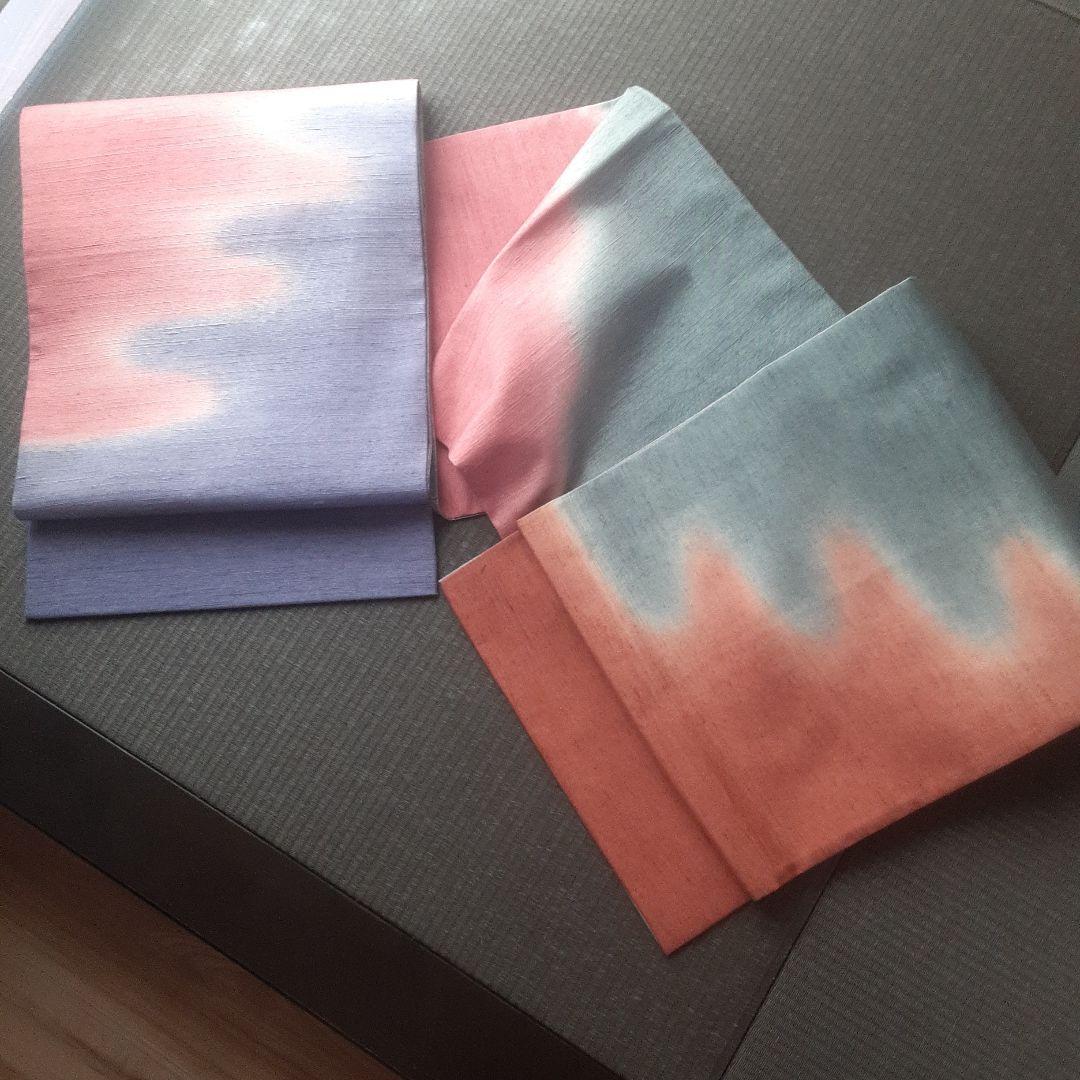 かさね漢方染 菅原工房 手先二通り袋帯霞リバーシブル縦縞