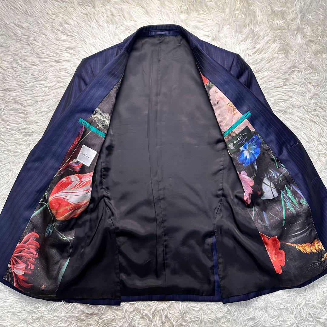 希少 現行 極美品 ポールスミス ドーメル 光沢 花柄 3ピース ネイビー