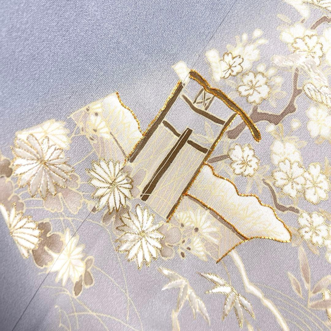 付け下げ 金駒刺繍 刺繍 色紙 松竹梅 桜花 菖蒲 着物 047k - メルカリ