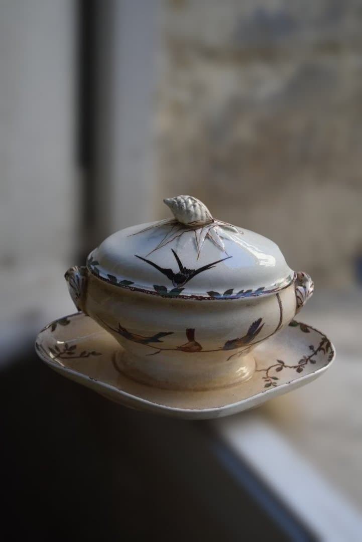 レアChoisy Le Roi OXFORD つばめと花のマスタードの器