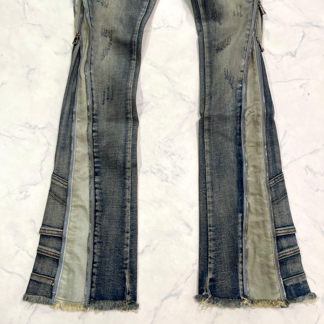 バラバサスVALABASAS サイドジッパースキニーフレアデニム 新品未使用