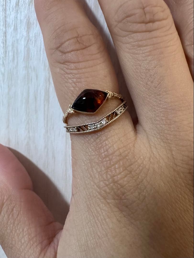 agete アガット K10 ダイヤモンド V字リング 透かし 15号 - メルカリ