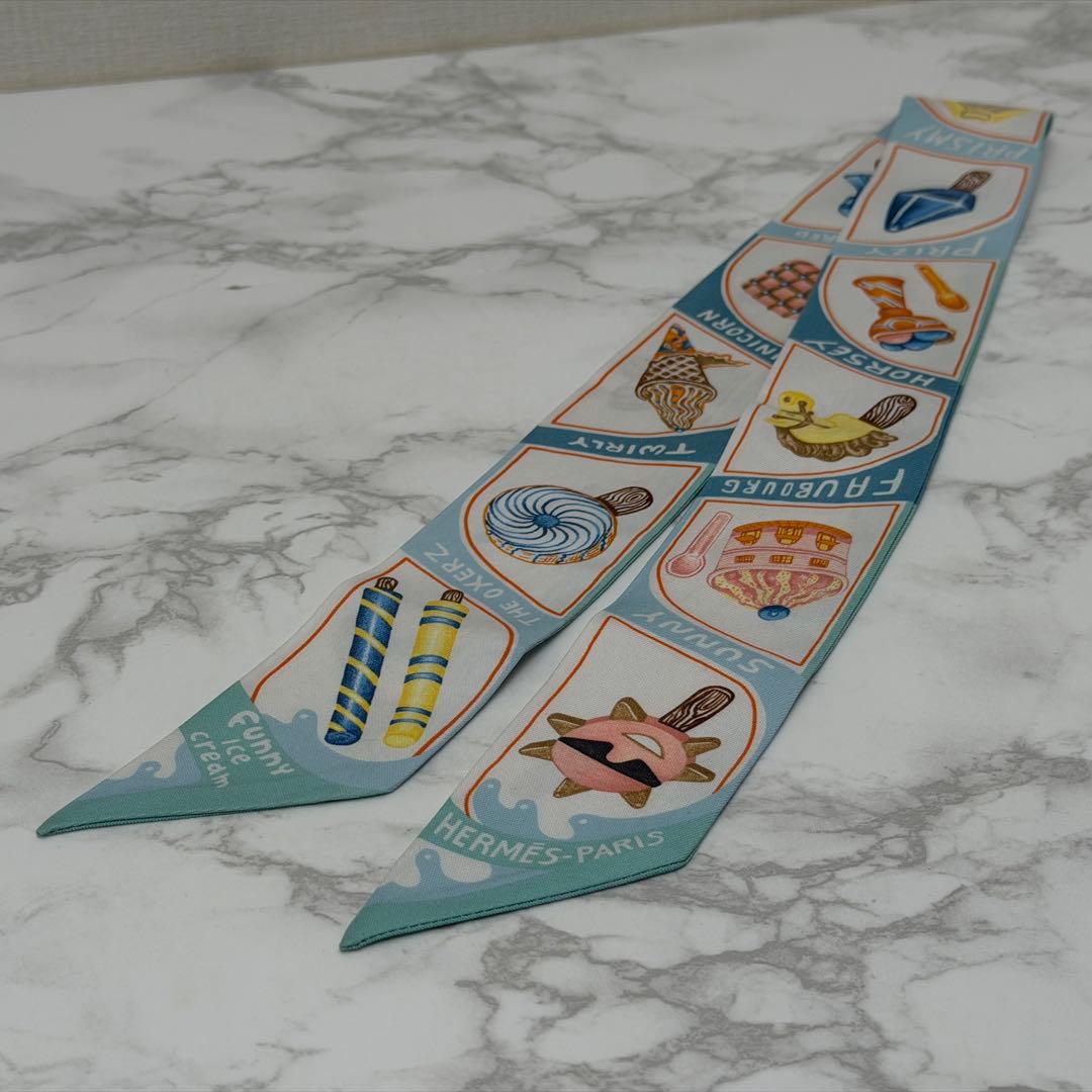 美品 エルメス ツイリー Funny Ice Cream ファニーアイスクリーム