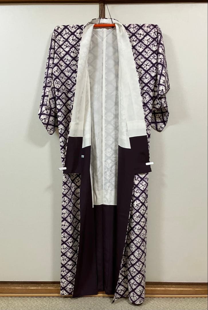 裄丈68 身丈162紫根染 袷着物 証紙付き パールトーン加工 - メルカリ