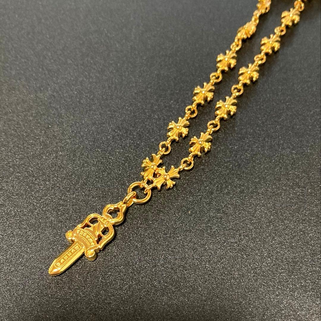 22K ダイヤ ダガー ダイヤ タイニーチェーン ゴールド ネックレス 60