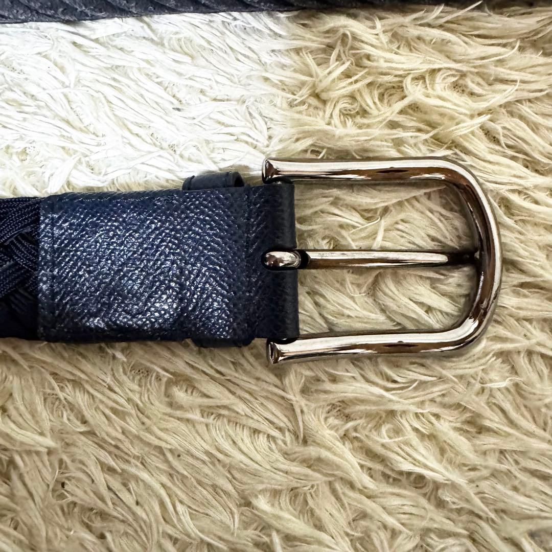 トッズ ベルト 編み込み 切替 レザー 本革 スエード ネイビー ビジネス