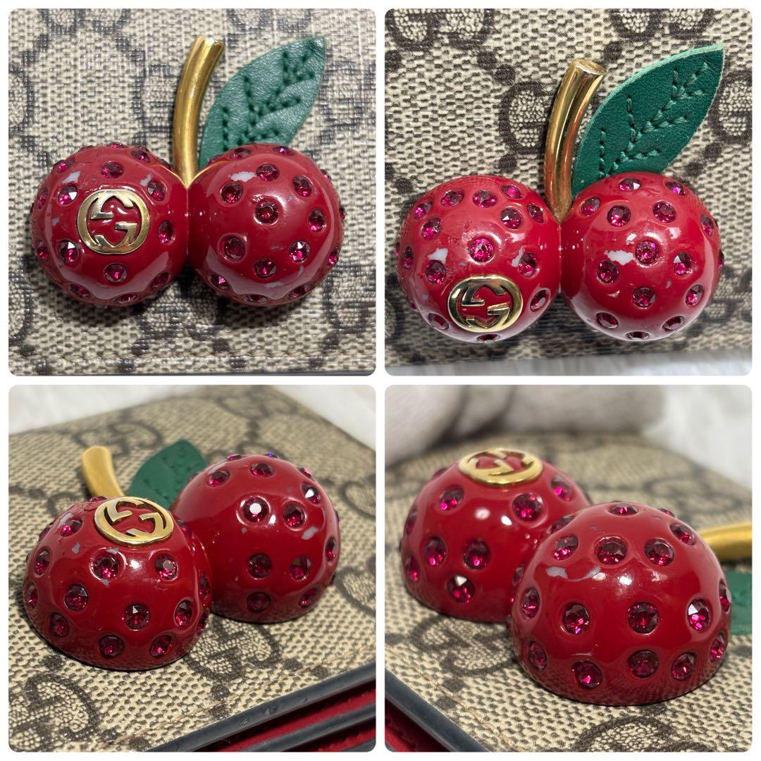 ✨美品✨ グッチ 二つ折り財布 チェリー さくらんぼ PVC GGスプリーム