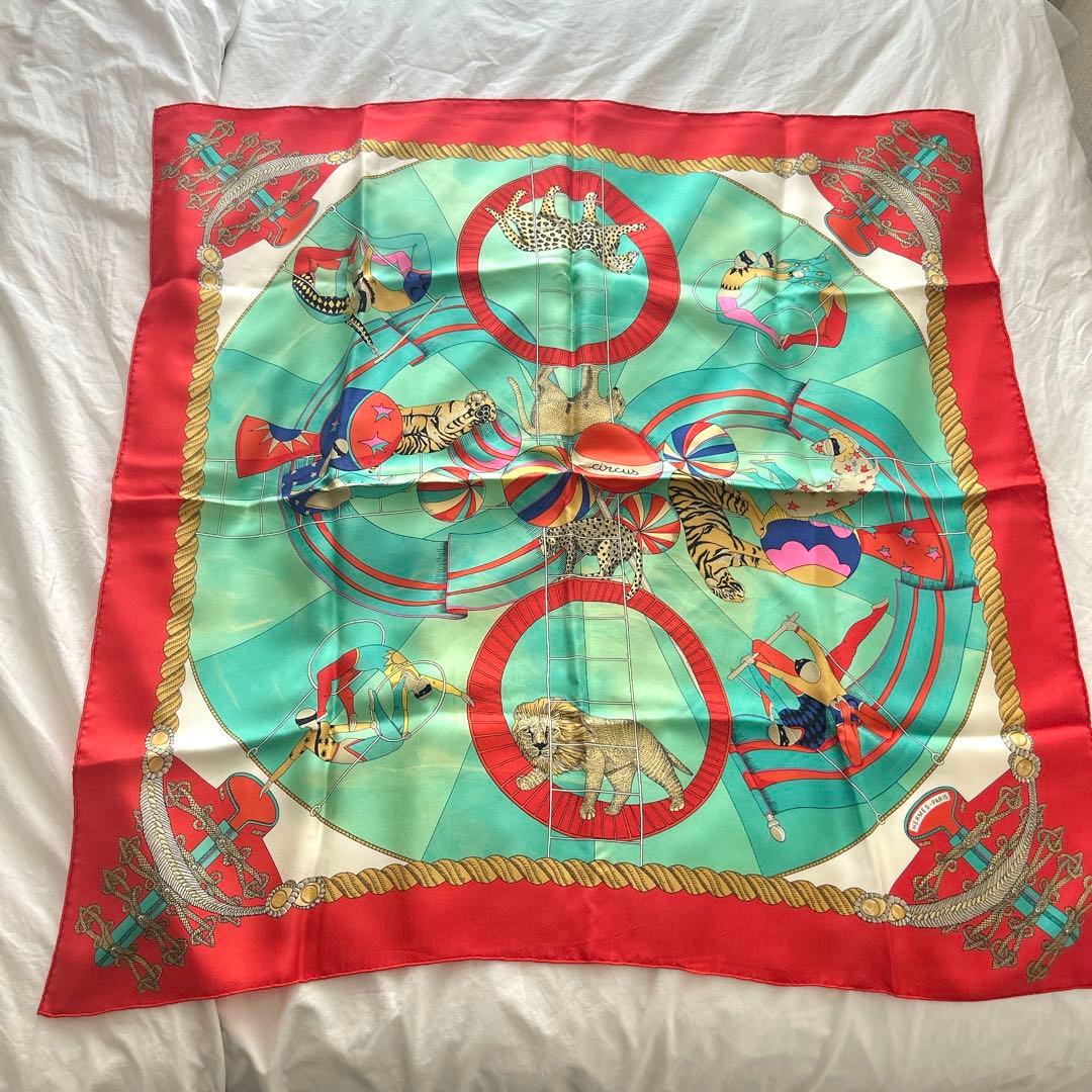 美品エルメス カレ90 circus サーカス スカーフ シルク - メルカリ