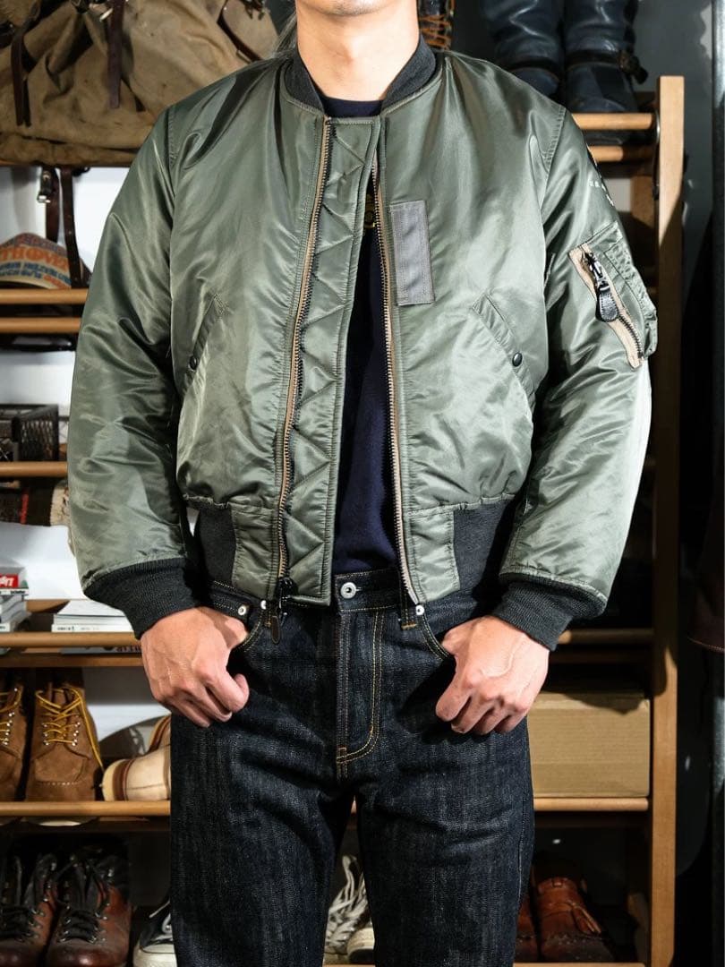 REAL SIMONS MA-1ジャケット オリーブグリーン Mサイズ - メルカリ