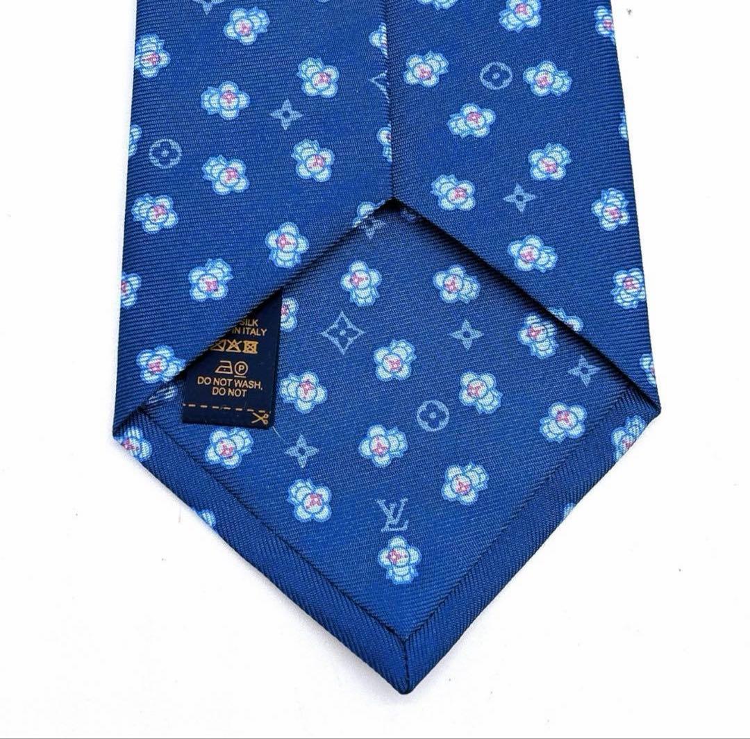 LOUIS VUITTON ヴィヴィエンヌ ネクタイ ブルー 花柄 希少 箱付き