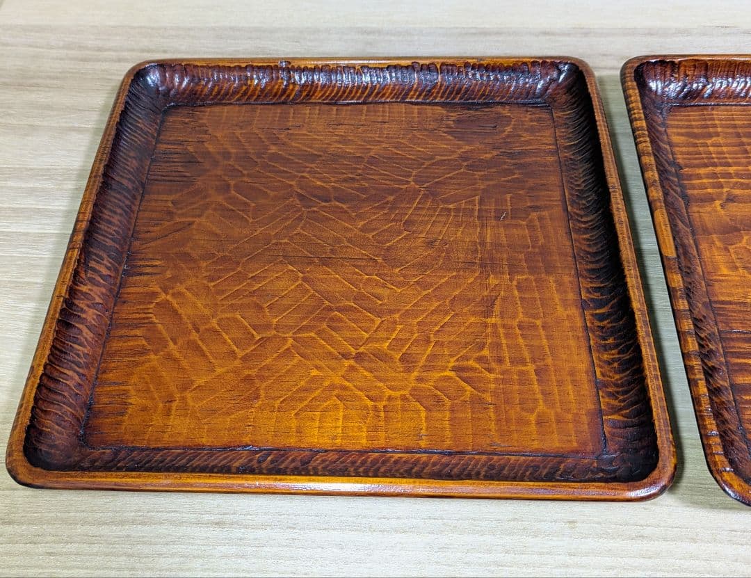 讃岐彫 2枚セット くりぬき盆 手彫り 四方盆 讃岐膳 - メルカリ