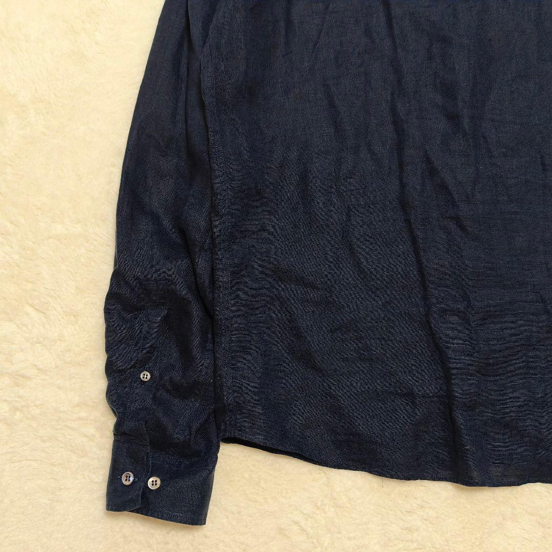 良品✨ ジョルジオアルマーニ リネン長袖シャツ 比翼・貝殻ボタン