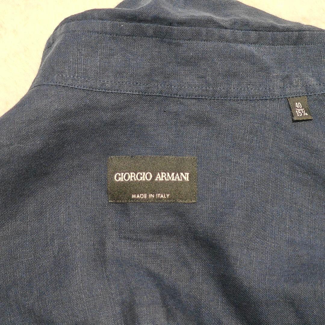 良品✨ ジョルジオアルマーニ リネン長袖シャツ 比翼・貝殻ボタン