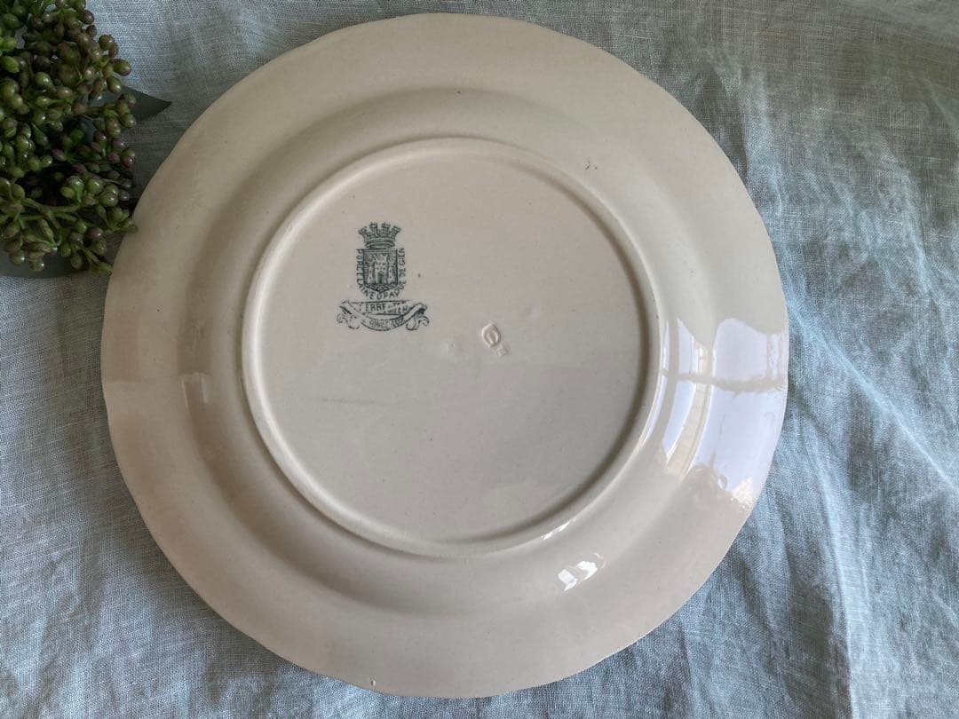 美品】Gienジアン Rinceauxランソー 小鳥のアンティーク皿／フランス