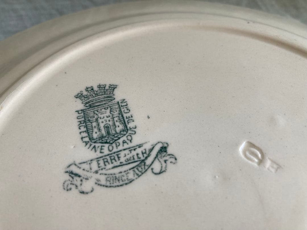 美品】Gienジアン Rinceauxランソー 小鳥のアンティーク皿／フランス