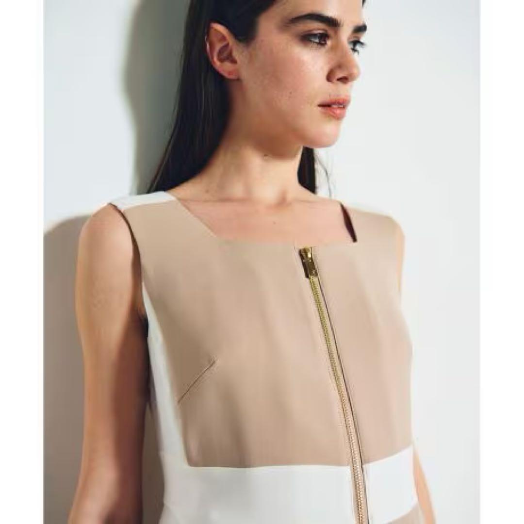 グレースコンチネンタル ラインバイカラードレス ベージュ 36 - メルカリ