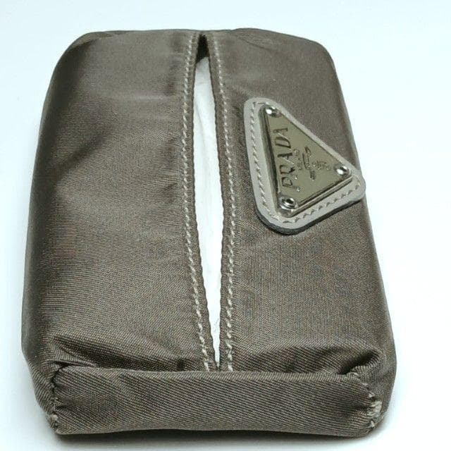 プラダ ティッシュケース ポケットティッシュ ナイロン カーキ 三角