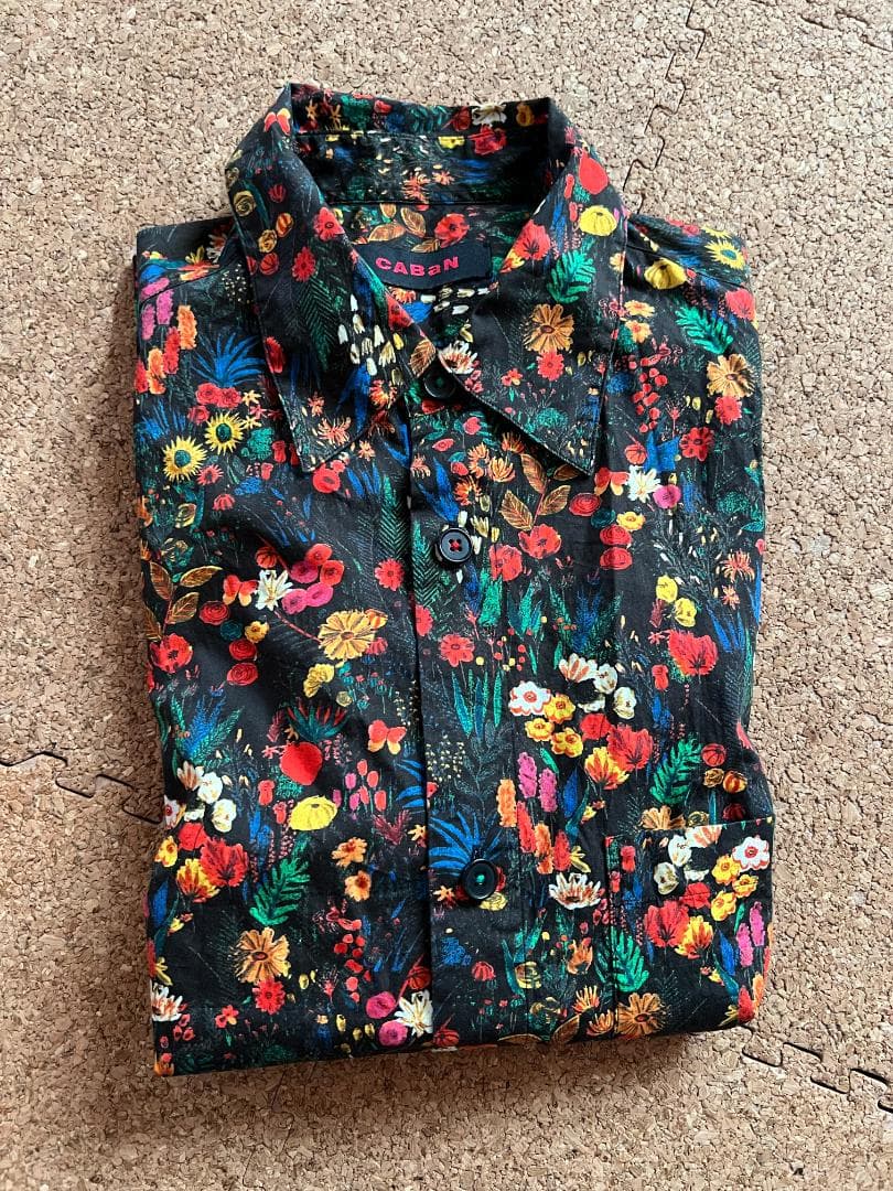 CABaN コットン フラワープリントハーフスリーブシャツ CABaN