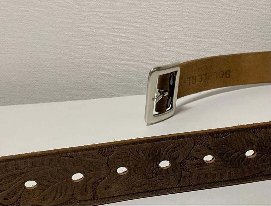 RRL カービングベルト 金属バックル 32インチ レザー ブラウン