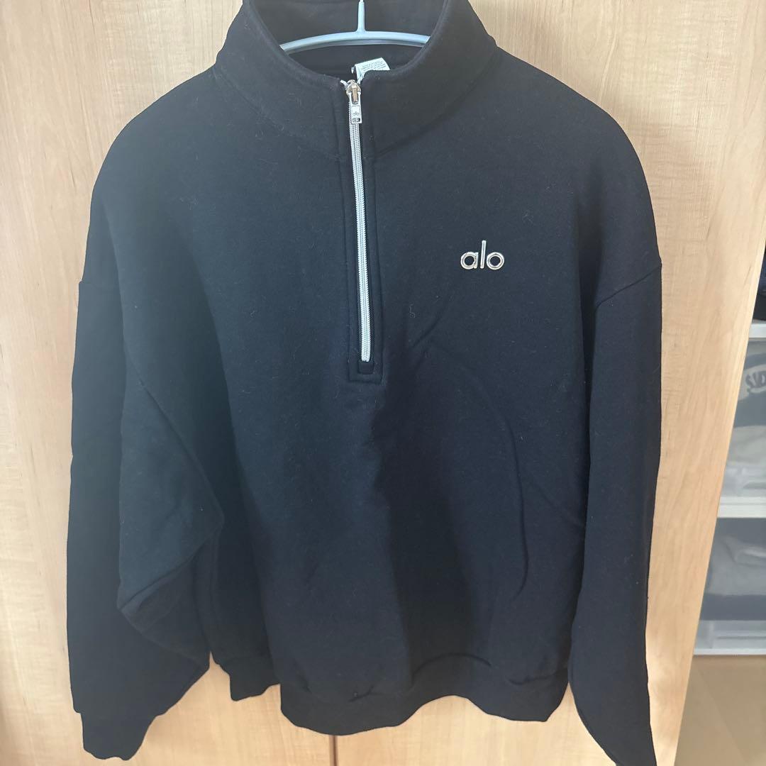 alo 黒 ハーフジップ スウェット XS - メルカリ