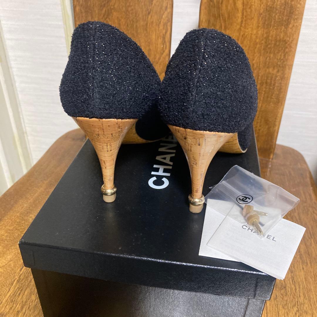 CHANEL パンプス ☆ココマーク ラインストーン、ツィード、38.5サイズ