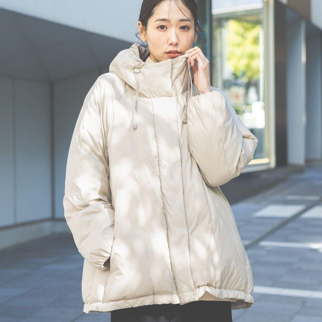 GLOBAL WORK　エアリュクスダウンフードブルゾン　M　ベージュ52 オンライン完売品 新品未使用タグ付き GLOBAL WORK エアリュクスダウン