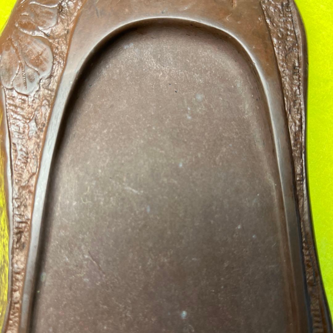 ⭕️赤間硯 20cm 糸瓜彫刻自然硯 古硯 龍雲堂製 文字秀逸 蔦