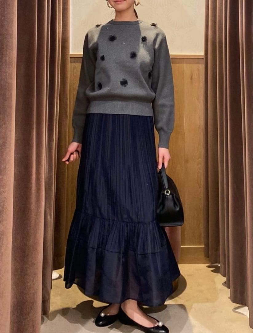 ユナイテッドアローズ コットンカシミヤビジューニット グレー 定価