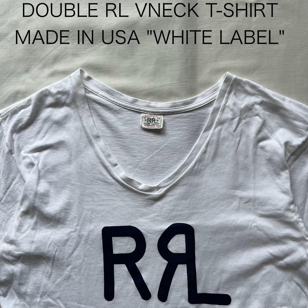 rrl ダブルアールエル プリントtシャツ vネック 白タグ usa オールド