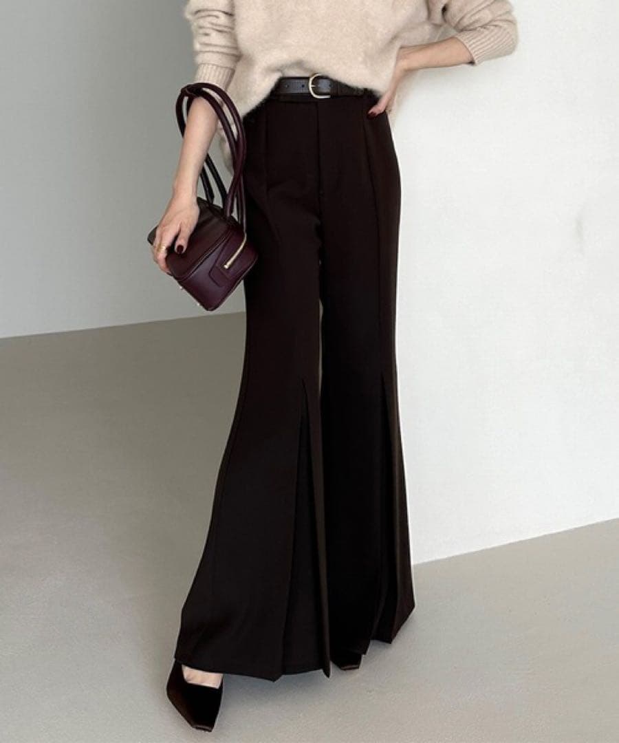 2602063 anuans ダブルクロスボックスタックパンツ ブラウン S - メルカリ