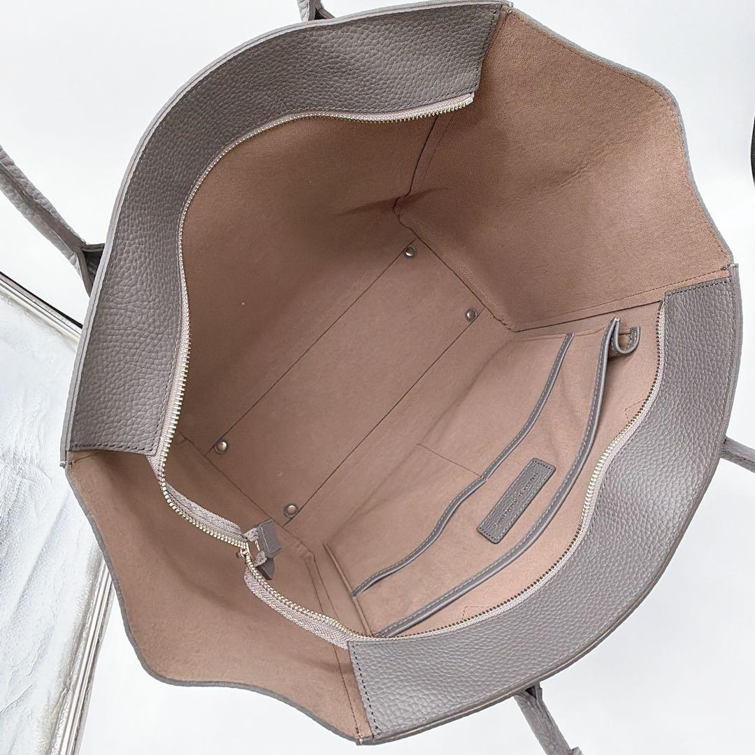 極美品【ユナイテッドアローズ】レザートートバッグ シボ革 大容量 zip