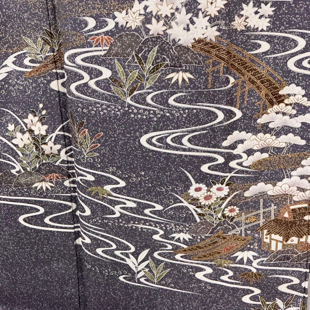 b573 正絹 袷 訪問着 金駒刺繍金彩トールサイズ 未使用しつけ付極美品