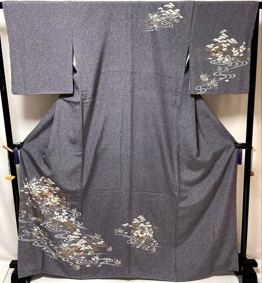 b573 正絹 袷 訪問着 金駒刺繍金彩トールサイズ 未使用しつけ付極美品