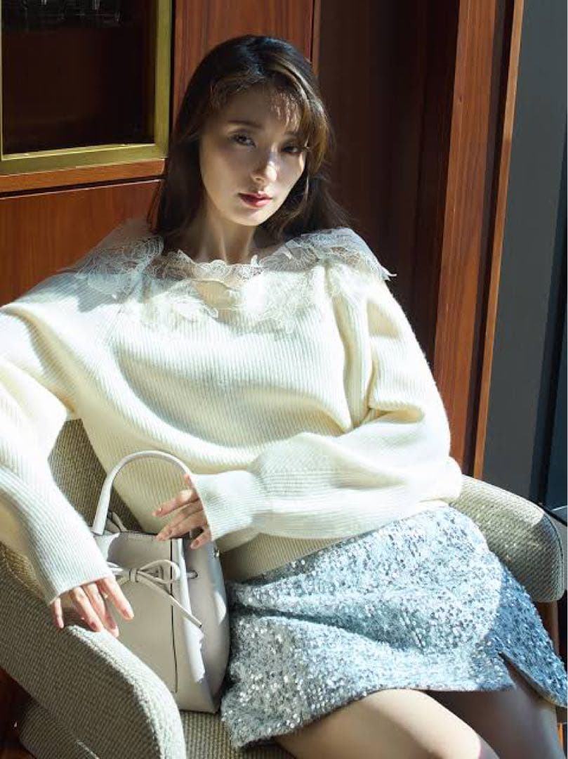 アルページュストーリー 袖口レースプルオーバー 特殊黒