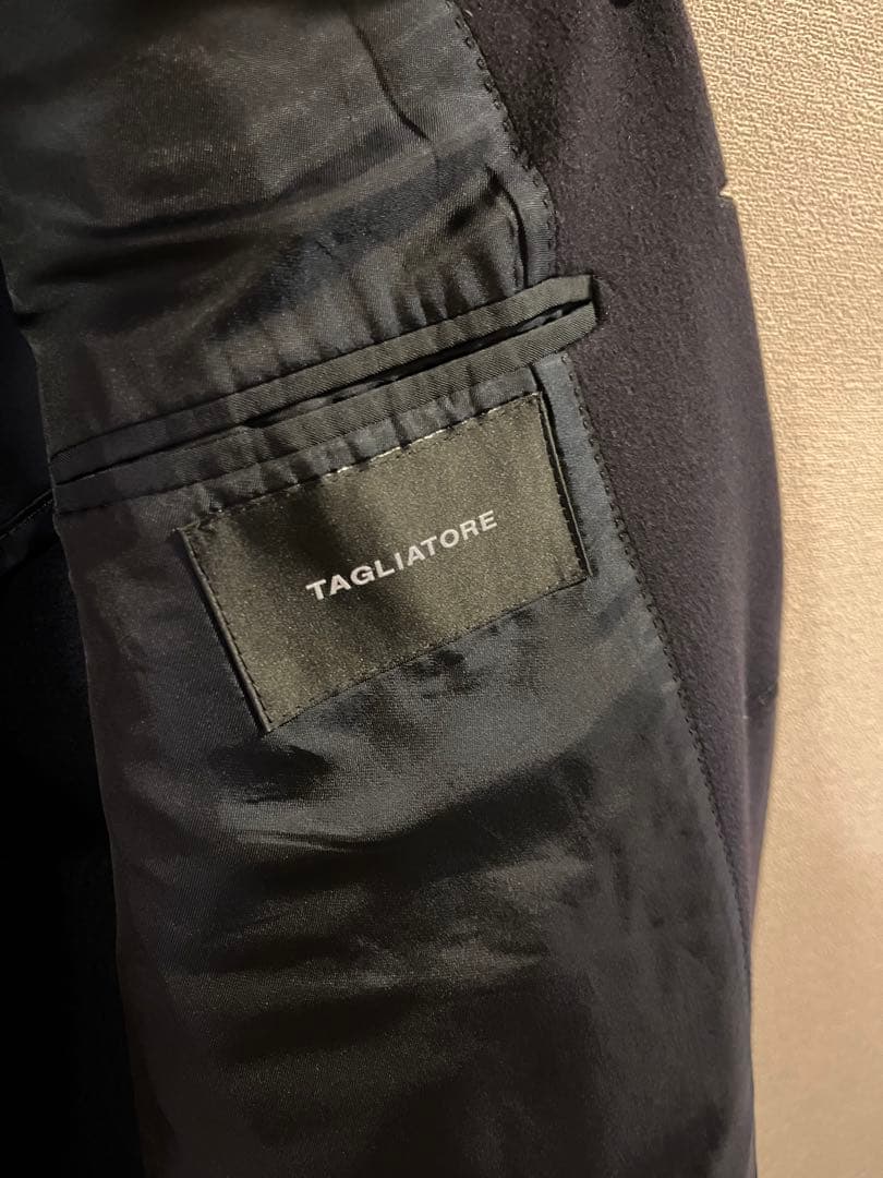最終《美品》タリアトーレ カシミヤ,ウールチェスターコート　ネイビー
