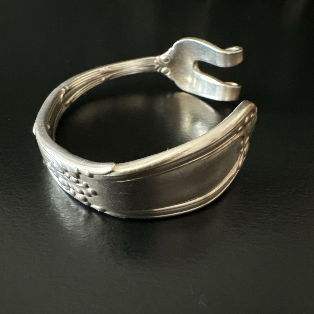 希少 オールド ティファニー バングル ブレス フォーク シルバー