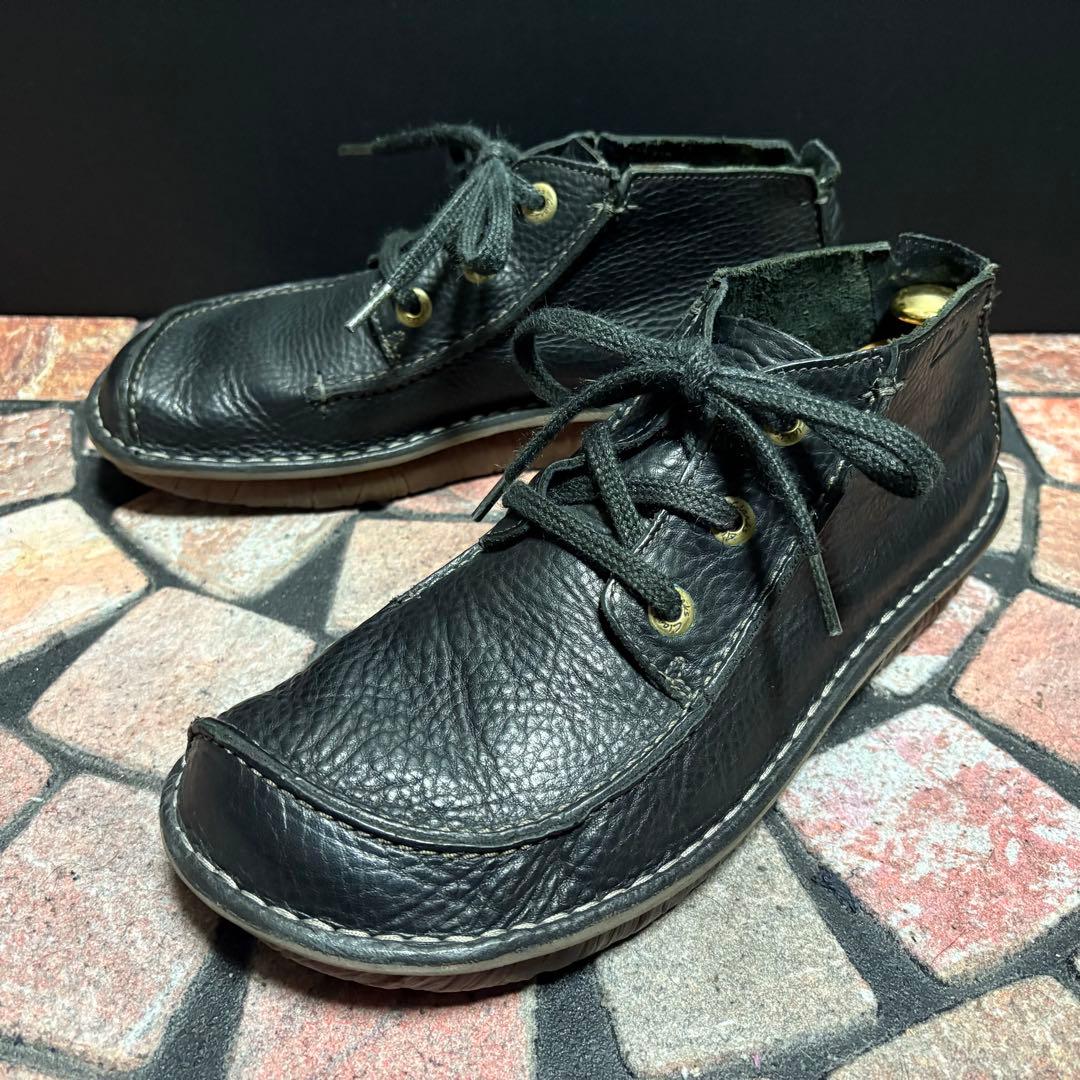 クラークス　チャッカブーツ　レザー　革靴 オブリークトゥ　シボ加工　27cm 黒 GLENFORD 本革 チャッカブーツ ハンドソーン グッドイヤー スムース