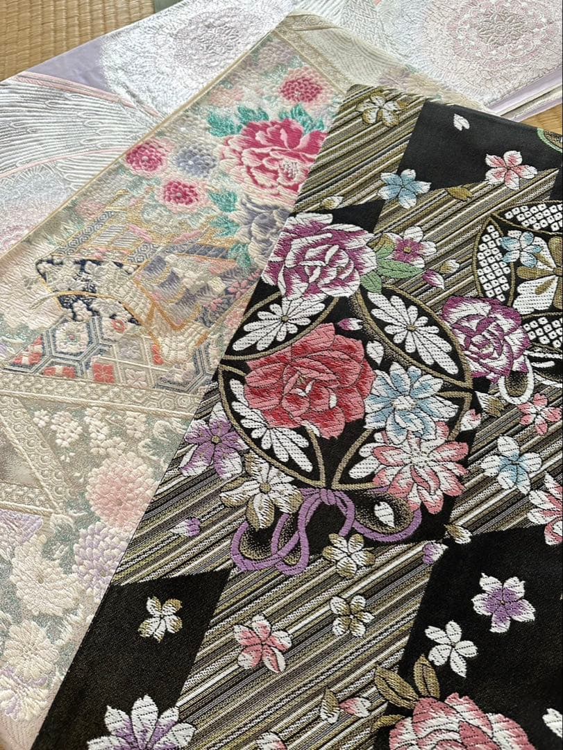 振袖一式 杉本幸田郎 振袖+帯3枚+長襦袢2枚 身丈150㌢ 赤 枝垂れ桜 箱付