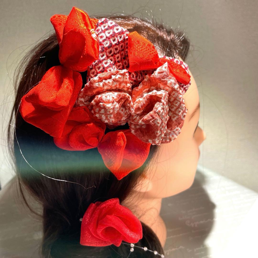 七五三 髪飾り ヘッドドレス 着物リメイク しぼり ハーフ成人式 - メルカリ