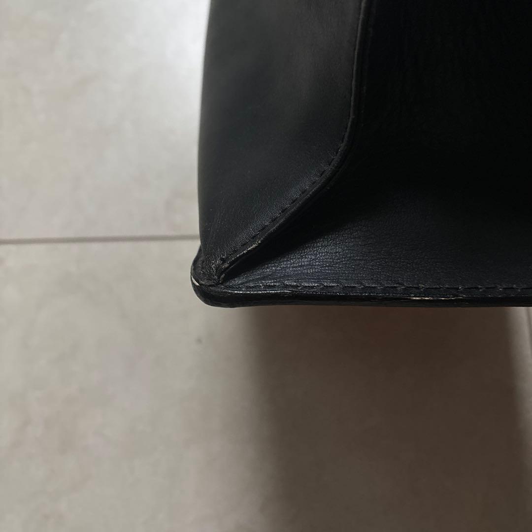 希少廃盤 マサキマツシマ ハンドバッグ カーフレザー 黒 変形 ロゴ金具