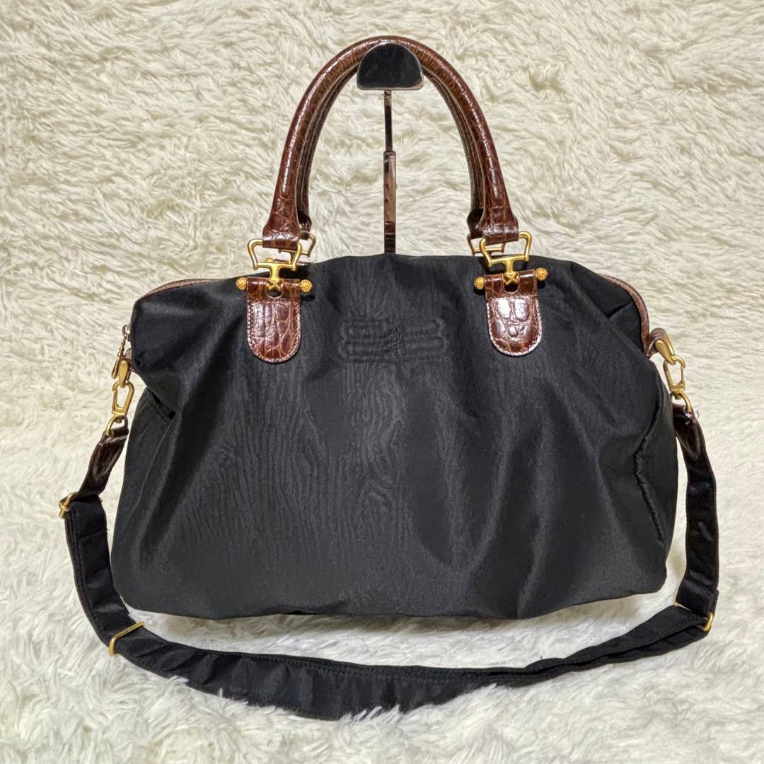 バレンシアガ ボストンバッグ ライセンス 2way クロコ型押し ナイロン