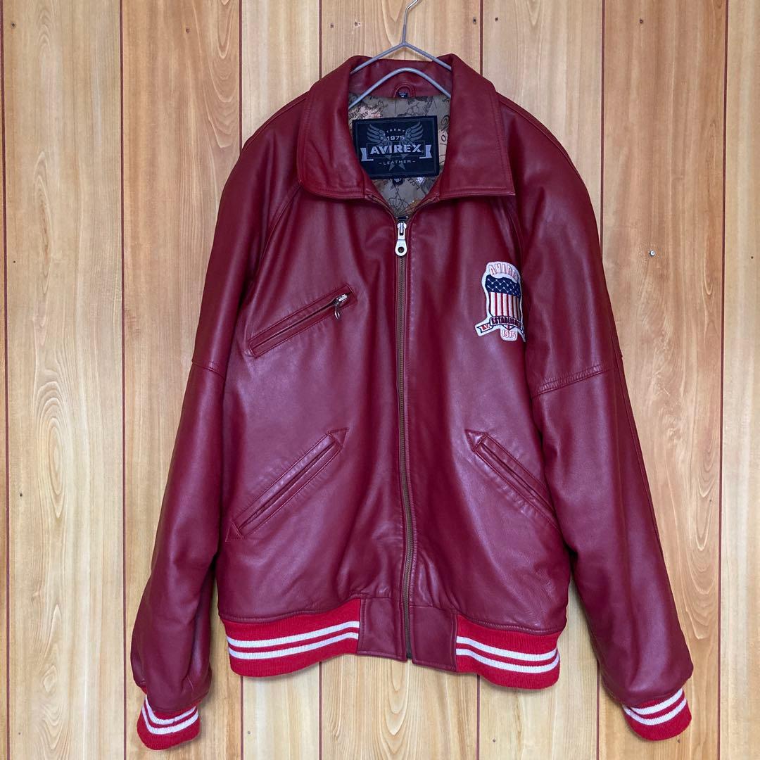 極美品・希少モデル AVIREX シグネチャーバーシティジャケット M 赤