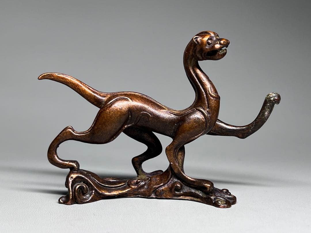 古美術 文鎮 置物 龍 細工 金属工芸 古銅 骨董品 飾り物 開運風水