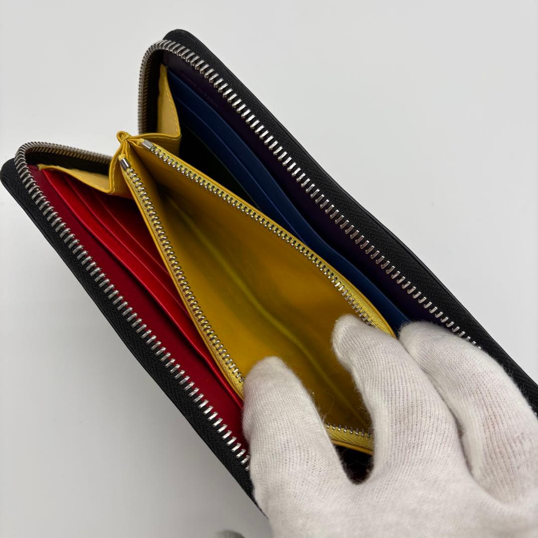 希少 LOEWE アナグラム ブラック レインボー ラウンドファスナー 長