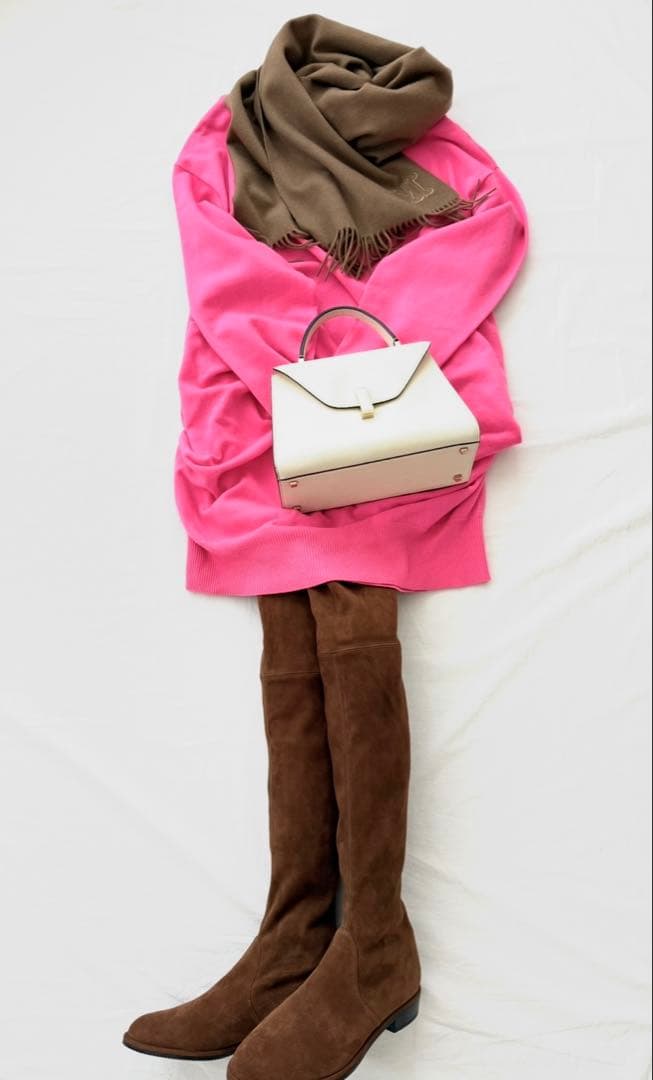 マイラン 最高級カシミヤニットワンピース ピンク 美脚効果抜群 お花見