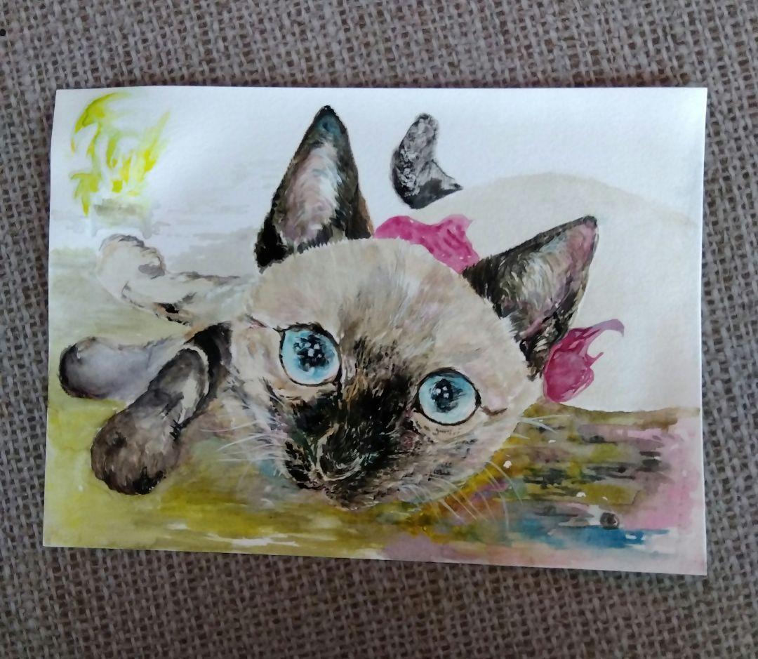 水彩画 猫 原画 - メルカリ