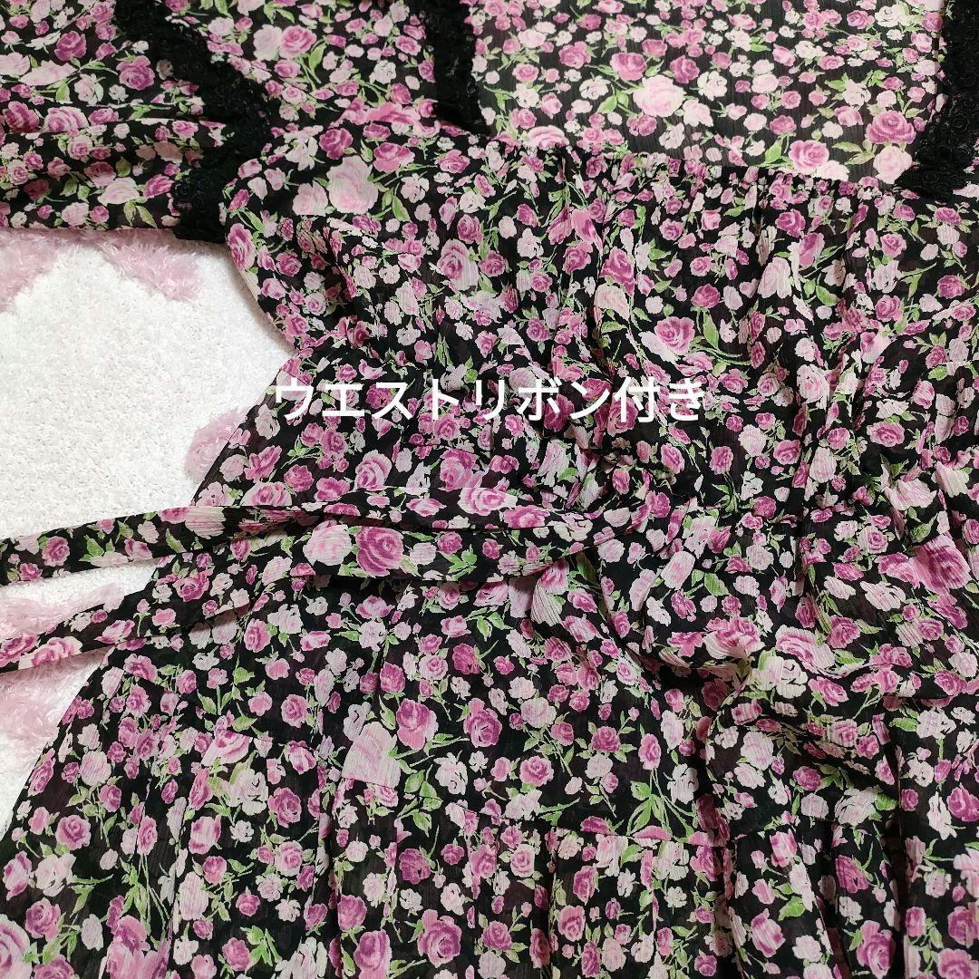 ジーザスディアマンテ 40 マリネットワンピ ブラック 小薔薇柄 姫